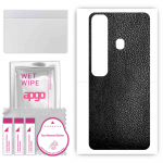 apgo Protective Skin Sticker for the back compatible with Tecno Spark 7 Pro, Wrap Film, Foil, Vinyl - Pattern Black Leather