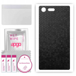 apgo Protective Skin Sticker for the back compatible with Sony Xperia X Compact, Wrap Film, Foil, Vinyl - Pattern Black Honeycomb