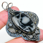 Natural Maligano Jasper Gemstone 925 Sterling Silver Gift Pendant 2.80 v3u58