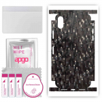 apgo Protective Skin Sticker for the back+sides compatible with Apple iPhone XS, Full Wrap Film, Foil, Vinyl - Pattern Carbon Black Pixel
