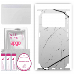 apgo Protective Skin Sticker for the back+sides compatible with Oppo K9 Pro 5G, Full Wrap Film, Foil, Vinyl - Pattern White Marble