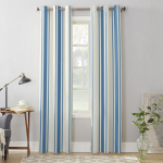 Tumesinised Triibulised Aknakardinad Elutuppa Luksuslik Magamistoa Dekoor Kardinad K&ouml;&ouml;gi Akna Katteks Kardinad 135W x 115H(cm) x1 white