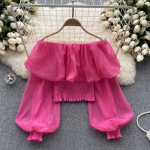 Suvised seksikad &otilde;lgadeta volangidega s&auml;rgid, naiste Y2k magusad v&otilde;rkp&uuml;ksid, pikkade varrukatega pluusid Korea Kpop Slim Fit Blusas Mujer One Size roheline