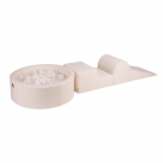 Vahtplastist ronimisklotsid v&auml;ikelastele MeowBaby&reg; Boucle White 3 elementi palliauguga 90x30cm 235x45x30 cm