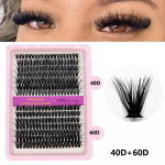 14 rida 40D/60D tuttripsmeid 10-18 segapikkusega musta matti pehmet naturaalset DIY igap&auml;evaseid meigiripsmeid 40D+60D-C
