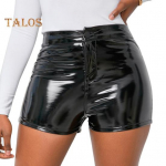 Naiste l&uuml;hikesed p&uuml;ksid k&otilde;rge v&ouml;&ouml;kohaga nupp T&otilde;mblukk Fly Kunstnahast l&uuml;hikesed p&uuml;ksid puusa t&otilde;stvad l&auml;ikiv v&auml;rvi elastsed l&uuml;hikesed p&uuml;ksid &ouml;&ouml;klubi kulumine S must