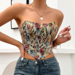 Vintage tr&uuml;kitud Olkaimeta pits-up Naiste Blosuu Vest Varrukateta Slim Fit Seksikad Crop Tops Naiste Mood Elegantsed S&auml;rgid Naistele 24445 S mitmev&auml;rviline