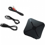 2-&uuml;hes Bluetoothi ​​helisaatja vastuv&otilde;tja adapteri dongle Aux 3,5 mm kaabli ja RCA-ga, v&auml;ikese latentsusega juhtmevaba kaasaskantav autoteleri stereos&uuml;steemi HiFi jaoks 4.4*4.4*1.2cm must