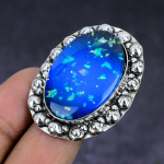 Blue Triplet Opal Gemstone 925 Sterling Silver gift Jewelry Ring Size 7 I4E21