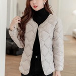 Kerged sulemantlid naistele talvised &uuml;mara kaelusega teemanttepitud n&ouml;&ouml;biga &uuml;les l&uuml;hike sulejope Pehme soe, mugav &otilde;huke pluss l&uuml;hike puffjakk XL