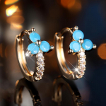 Vintage sinised tsirkoonist k&otilde;rvar&otilde;ngad naistele Lihtne mood kullav&auml;rvi geomeetrilised k&otilde;rvar&otilde;ngad peoehted kingitused sinine/kuld