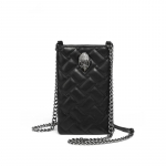 Trendikad Moodsad Naiste Kotid Kotka Pea Pehme PU Nahk Teemantv&otilde;rk &Otilde;la Crossbody Kott Must Telefon V&auml;ike Tassikott 20.5CMx1CMx13CM