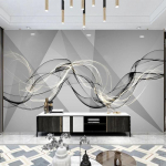 Fototapeet Moodne minimalistlik 3D-kerge luksuslik abstraktne suitsujoon Geomeetriline teleri taust seinakaunistus 330 cm(W) x 230 cm(H)