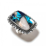 Natural Spiny Oyster Gemstone Handmade 925 Sterling Silver Ring Size 10 l0r48