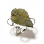 Natural Aquamarine Rough Gemstone 925 Sterling Silver Gift Ring Size 9 n5t73