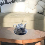 Teapot Porcelain Tea Set Blue Peacock with Saucer Easy to Clean Cappuccino Jug for Table