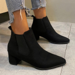 Naiste saapad Prantsuse mattnahast &uuml;ksikud saapad Naiste s&uuml;gis- ja talvesaapad uues stiilis terava otsaga l&uuml;hikesed saapad paksu kontsaga 35 must