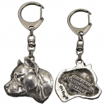 American Staffordshire Terrier, Amstaff II - Silver-plated key ring with dog, handbag decoration, backpack pendant by Art-Dog brand