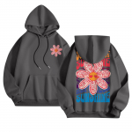 Naiste mood vabaaja pikkade varrukatega, tr&uuml;kitud &uuml;mmarguse kaelusega kapuutsiga taskutega s&auml;rk L roosa