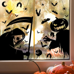 Halloweeni hiiglasliku kummituse kummituse aknakleebis N&otilde;ia surm Halloweeni peokaunistuse staatiline kleebis One Size