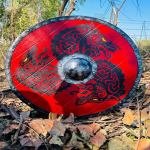 60,96 cm Punase draakoni Valhalla viikingikilp, kingitus, lahinguvalmis viikingikilp, norra viikingi &uuml;mmargune kilp, viiking kingib talle