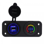 12V LED Topeltautolaadija 2 USB-pordiga koos digitaalse alalisvoolu voltmeetriga Auto/Mootorratta/Paadi sigaretis&uuml;&uuml;taja pistikupesa jaotur 10.5*4.3*5.5cm