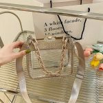 PVC l&auml;bipaistev &otilde;lakott Rhinestone paks kett naistele v&auml;ike rahakott ja k&auml;ekotid moe tarretis suvised rannakandikud 19x10x16cm &scaron;ampanjav&auml;rvi