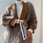 Naiste kasukas s&uuml;gis- ja talvine imitatsioon rebase karusnahast vabaajamood lahtine kasukas Keskmise pikkusega mudelid &otilde;hukesed S parkkoor