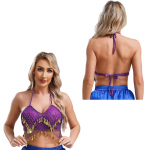 Naiste k&otilde;hutantsu kost&uuml;&uuml;m litritega rinnahoidja tutiga top samba cha-cha peo rinnahoidja top One Size kuld/must