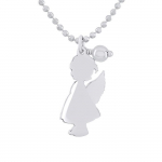 LEA &; ARTHUR - Laste kaelakee INGLI T&Uuml;DRUKU motiiv - 925 roodiumiga kaetud h&otilde;bedane kuulv&otilde;rk - reguleeritav pikkus 42-46 cm