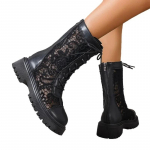 2024 Kuum M&uuml;&uuml;k Naiste Kingad Eest Paelkinnitusega Naiste Saapad Mood Pitsiga Moodsad Saapad Naised K&otilde;rge Kvaliteet Pluss Suurus Keskmise S&auml;&auml;rega Saapad 43 must