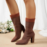 Naiste Saapad S&uuml;gis Talv Uued Kootud Keskmise s&auml;&auml;rega Sokisaapad Naistele Terava ninaga Stiletto Elastsed Kingad Naistele Botas De Mujer 36 pruun