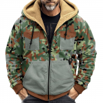 Meeste talvine kamuflaažiprintiga jope Meeste vabaaja trendi lukuga kapuutsiga jakk L armee roheline v&auml;rv