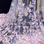 3D k&auml;sitsi tikitud riie pulmakanga jaoks Liblikad tikandid kangas DIY kleidi jaoks Vees lahustuv v&otilde;rk tikandiga pits 75x100cm