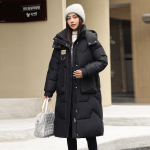 Naiste Talveriided Kapuutsiga Pikk Sulejope Jakk Polsterdatud Trenchcoat Tuulejope Parkad Naistele V&auml;ljas XL must