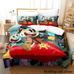 M&auml;ngu Cuphead Mugman Voodipesukomplekt Multikas Anime kolmeosaline komplekt T&auml;iskasvanu Laps Magamistuba Tekikoti komplektid 3D Kawaii kaheinimesevoodi 70x133cm 2pcs