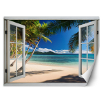 Tapeet Vaade aknast Troopiline rand 100x70 sinine