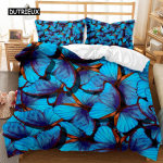 Liblikatega tekikotikomplekt Armas helendav liblikas loomateemaline voodipesukomplekt t&auml;iskasvanutele Kahekordne Queen King suurus Pol&uuml;ester tekkikott EU single(135x200cm)