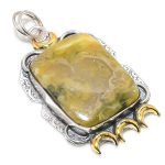 Bumble Bee Jasper 925 Sterling Silver Gift Two Tone Pendant 2.56 u8d32