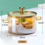 1 tk Kodune kiirnuudlikauss kaanega V&auml;ike karu supikauss, k&otilde;rge boorsilikaatklaasist salatikauss topeltk&otilde;rvaklaasist pott 1500ML