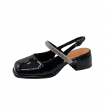 Plokk-kontsaga mugavad kingad naistele Pandlaga Suvised &Uuml;mara ninaga Beežid Kontsaga sandaalid J&auml;medad Nahast Avatud Suletud Madalad Mustad 35 must