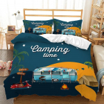 Camper Time Prindiga Voodipesukomplekt 3D Matkaauto Tekikott Reisimise Teema Multikas Matka Tekikoti Kate T&auml;is King Teismelistele T&auml;iskasvanutele 70x133cm 2pcs