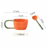 300 ml Prantsuse keraamiline kruus Suure k&auml;epidemega loominguline k&otilde;rvitsa kruus lusikaga p&auml;rastl&otilde;unatee kohvitass Armsad kingituseks m&otilde;eldud piimatopsid 300ml