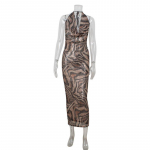 Naiste Mood Seksikas V-kaelusega Halterkleit Klassikaline Leopardi Mustriga Litritega Kleit L leopardimustriline v&auml;rv