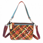 Vintage Nahast Naiste Kott K&auml;sitsi kootud K&auml;ekott &Otilde;lakott Messenger Bag V&auml;rviline Lehmaknahk Mitme sahtliga T&otilde;mblukuga kott
