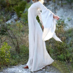 Cosplay kost&uuml;&uuml;m S~5XL suur suurus kleit pikkade varrukatega &uuml;mara kaelusega v&ouml;&ouml;ga naiste kleit Halloween naiste pikk seelik 5XL valge