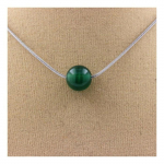 Pierres et Min&eacute;raux. Collier 1 perle Agate verte 8 mm Chaine en acier inoxydable.