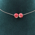 Pierres et Min&eacute;raux. Collier 2 perles Jaspe vert rouge 8 mm. Chaine en acier inoxydable Collier femmes, hommes. Taille personnalisa punane