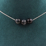 Pierres et Min&eacute;raux. Collier 3 perles Oeil de faucon 8 mm. Chaine en acier inoxydable Collier femmes, hommes. Taille personnalisabl