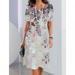 Elegantne l&uuml;hikeste varrukatega kleit, suvine naisteriided 2XL